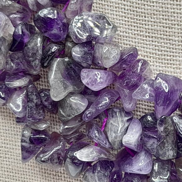 Purple Amethyst Chip Gemstone Collar Necklace, February Birthstone, 19" - Picture 5 of 10